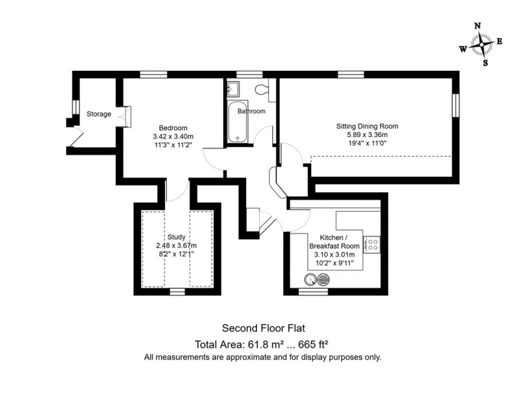 Floorplan for flat 3, Tunbridge Wells, Kent