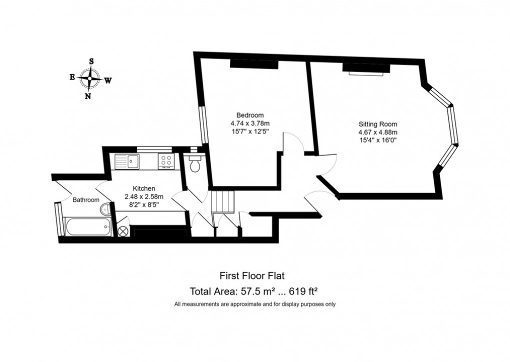 Floorplan for Flat A, Tunbridge Wells, Kent